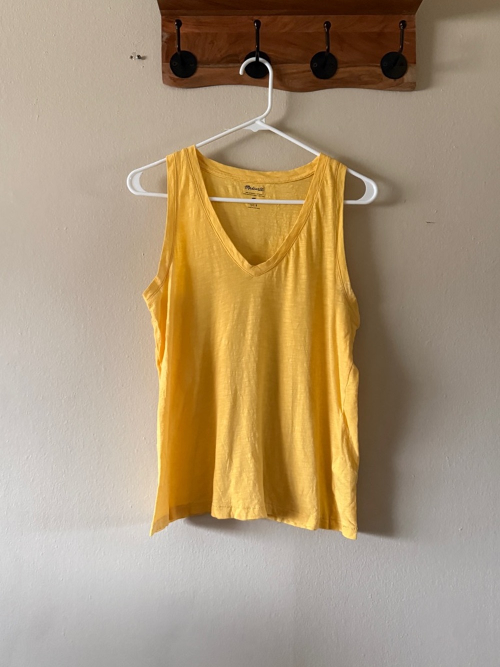 Madewell Yellow Relaxed V-Neck Tank Top 100% Cotton Size S Coastal Minimalist